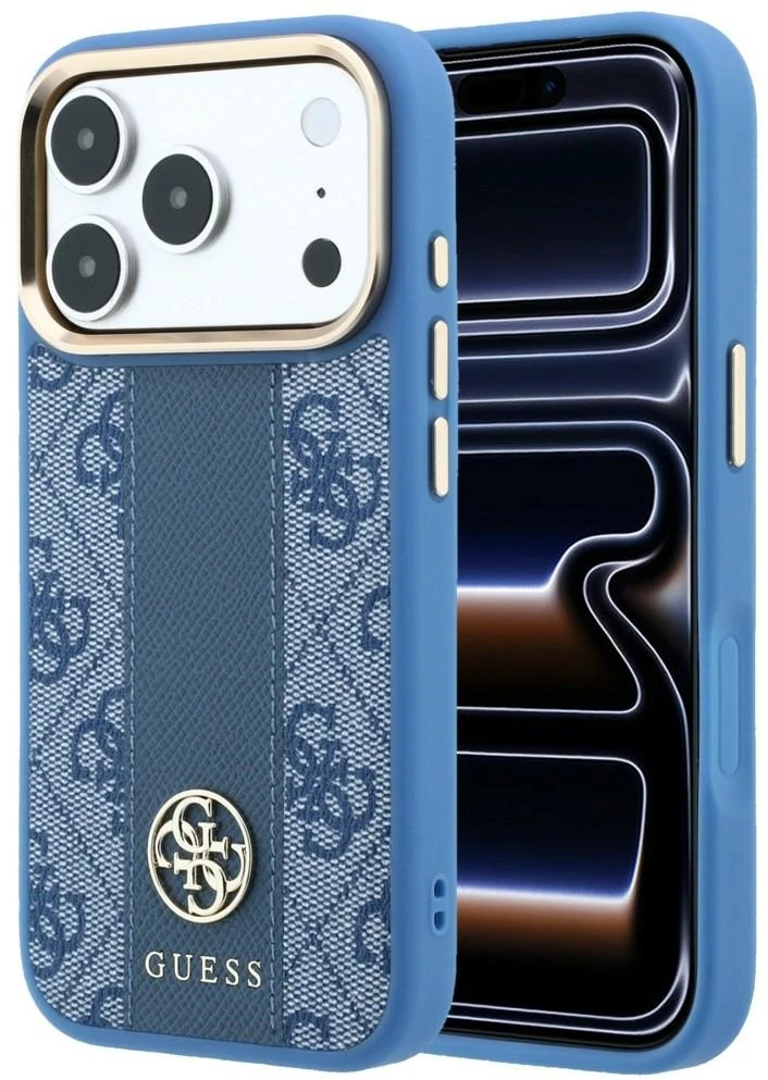 Dėklas Štai vertimas: **Guess 4G with Stripe Round and Classic Logos MagSafe Case for iPhone 17 Pro / 18 Pro - Mėlyna** Šis tekstas jau yra lietuvių kalba, todėl jo versti nereikia.
