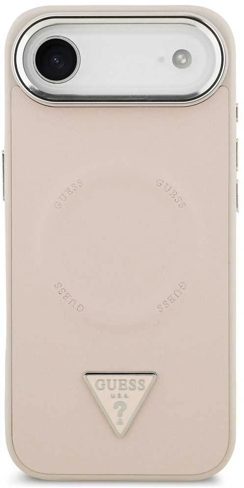 Guess PU Leather Triangle Logo MagSafe dėklas skirtas Apple iPhone Air rožinės spalvos