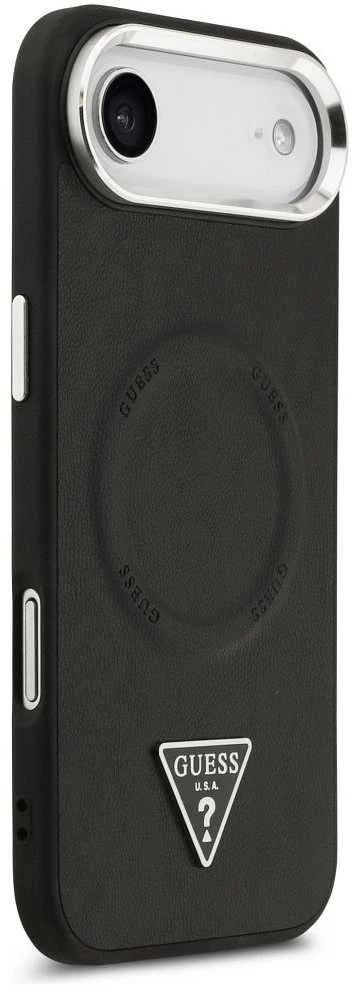 Guess PU Leather Triangle Logo MagSafe dėklas skirtas Apple iPhone Air juodos spalvos