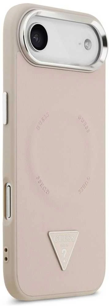 Guess PU Leather Triangle Logo MagSafe dėklas skirtas Apple iPhone Air rožinės spalvos