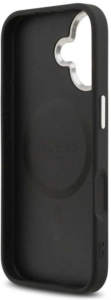 Guess PU Saffiano MagSafe dėklas skirtas Apple iPhone 17 juodos spalvos