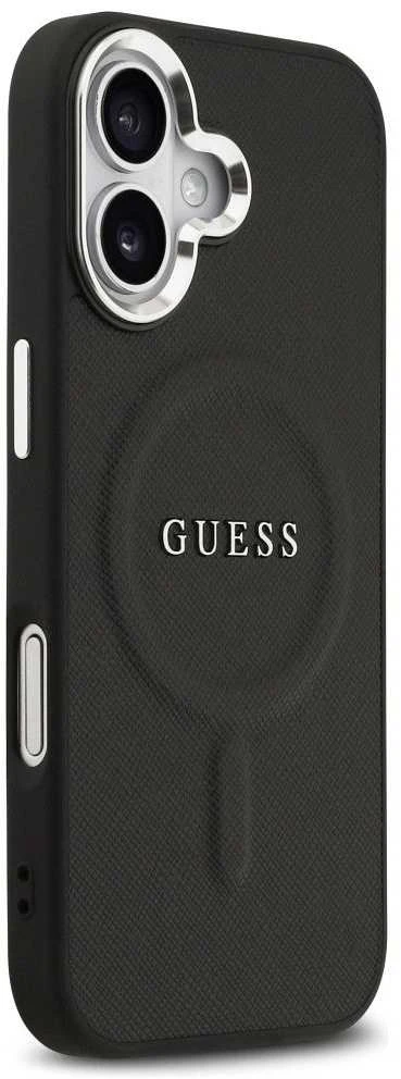 Guess PU Saffiano MagSafe dėklas skirtas Apple iPhone 17 juodos spalvos
