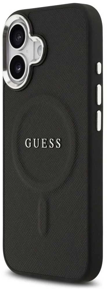 Guess PU Saffiano MagSafe dėklas skirtas Apple iPhone 17 juodos spalvos