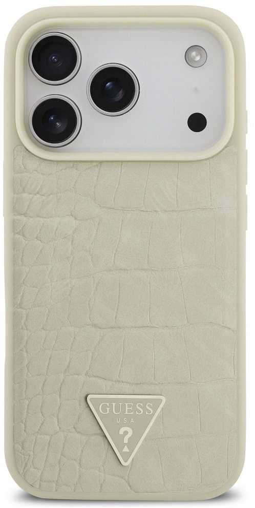 GUESS dėklas IPHONE 17 Pro, suderinamas su MagSafe GUHMP17LPCRTHCD (PU krokodilo trikampio logotipas) auksinis