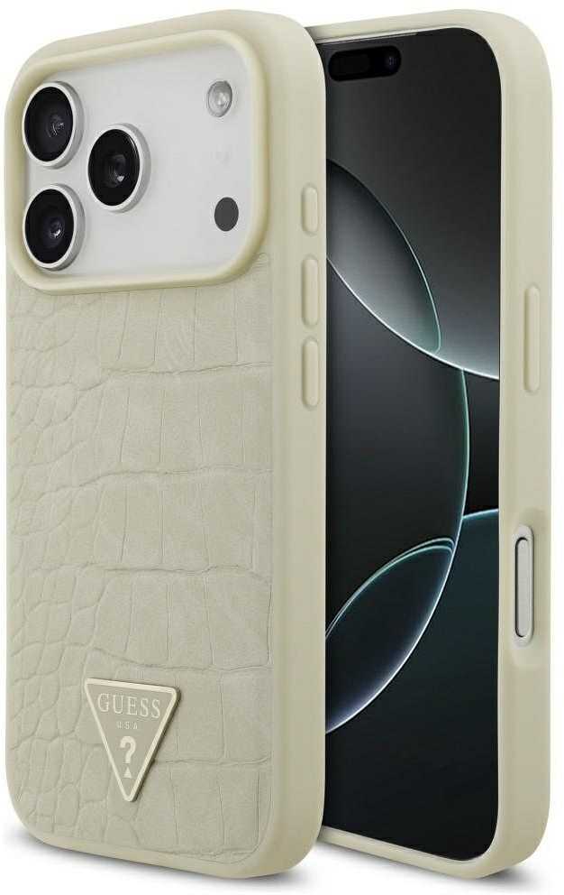 GUESS dėklas IPHONE 17 Pro, suderinamas su MagSafe GUHMP17LPCRTHCD (PU krokodilo trikampio logotipas) auksinis