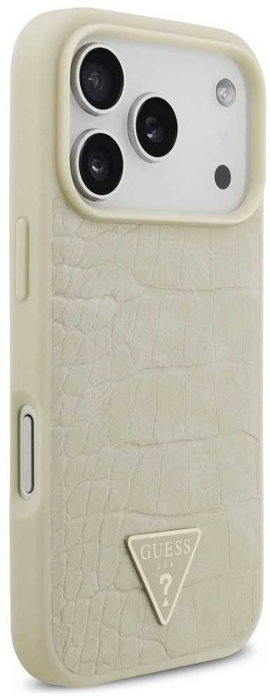 GUESS dėklas IPHONE 17 Pro, suderinamas su MagSafe GUHMP17LPCRTHCD (PU krokodilo trikampio logotipas) auksinis
