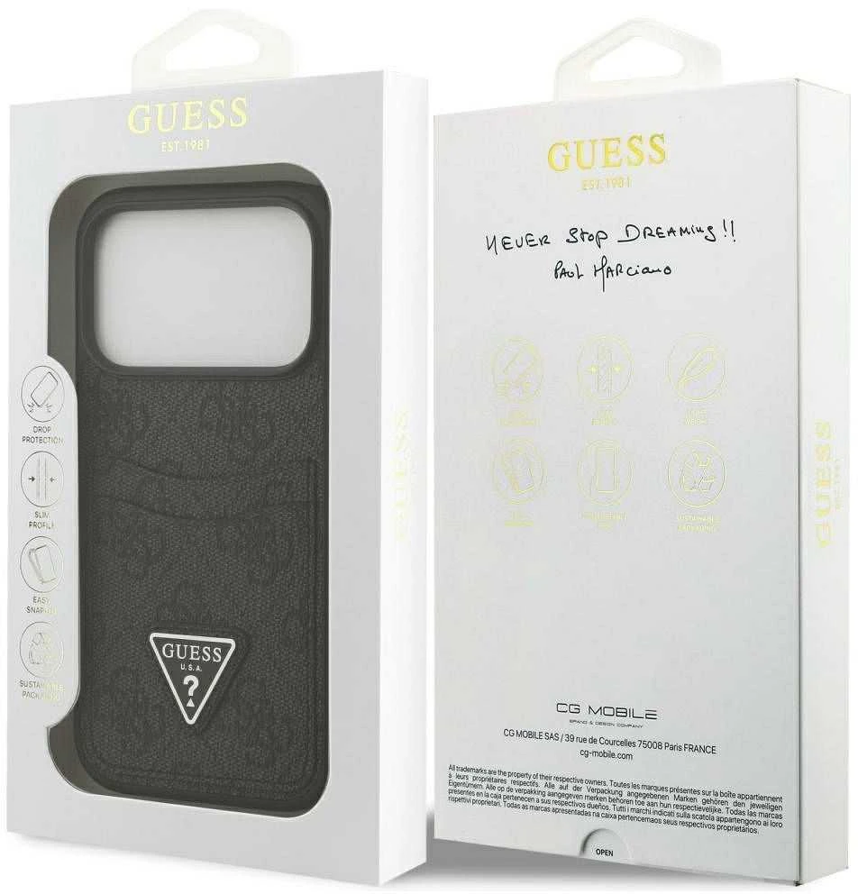 Dėklas GUESS case for IPHONE 17 Pro GUHCP17LP4TPK (4G Double Card Triangle) juodas