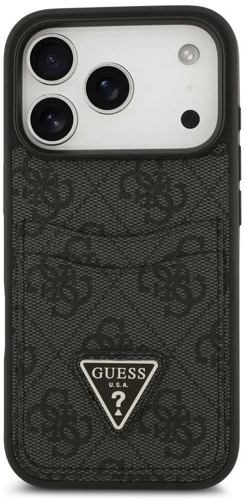 Dėklas GUESS case for IPHONE 17 Pro GUHCP17LP4TPK (4G Double Card Triangle) juodas