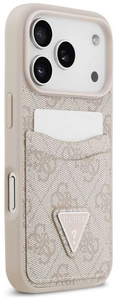 Dėklas Guess 4G Double Card Triangle skirtas Apple iPhone 17 Pro rožinės spalvos