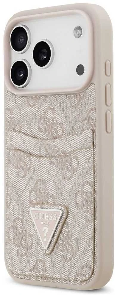 Dėklas Guess 4G Double Card Triangle skirtas Apple iPhone 17 Pro rožinės spalvos