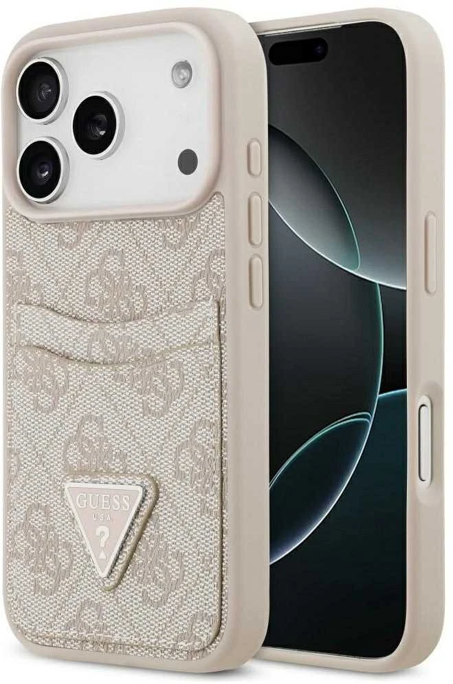 Dėklas Guess 4G Double Card Triangle skirtas Apple iPhone 17 Pro rožinės spalvos