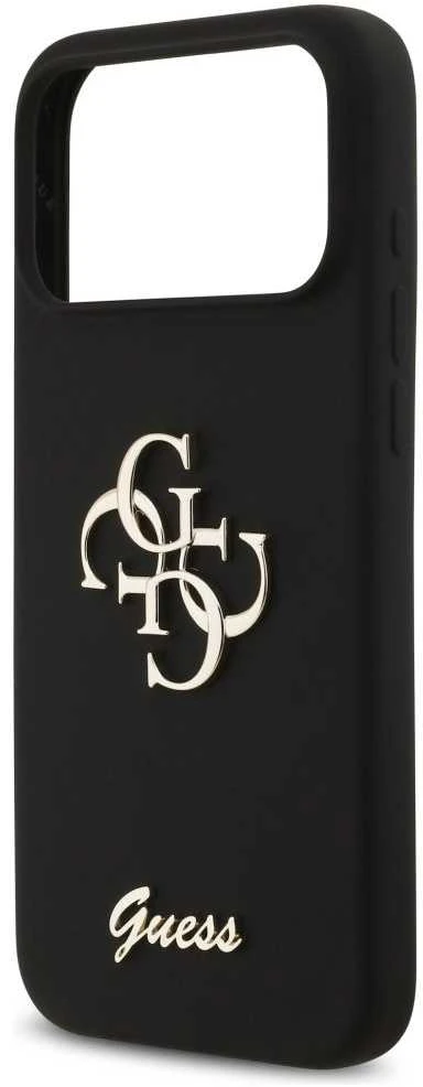 Guess Silicone Big 4G Script dėklas skirtas Apple iPhone 17 Pro Max juodos spalvos