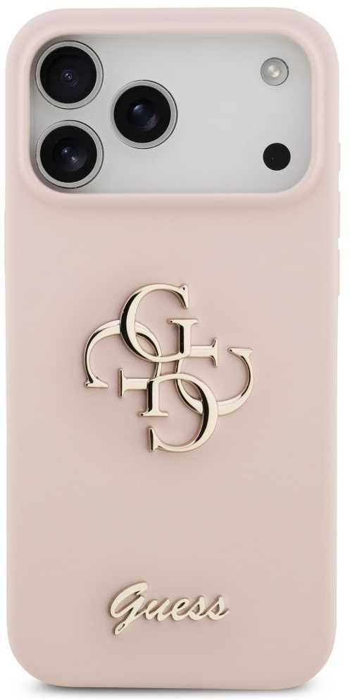 Guess Silicone Big 4G Script dėklas iPhone 17 Pro Max rožinės spalvos