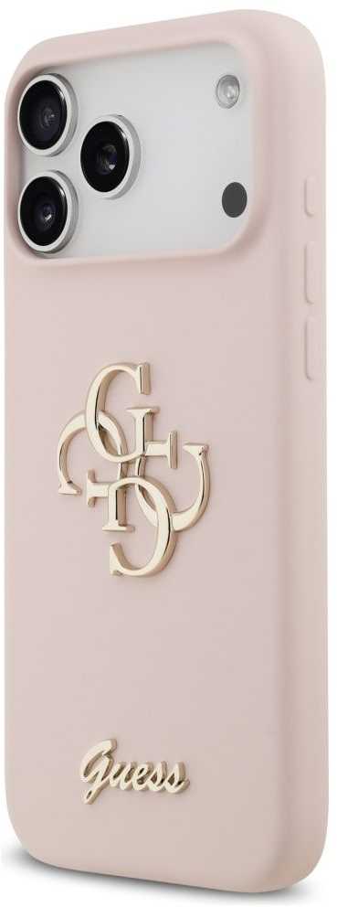 Guess Silicone Big 4G Script dėklas iPhone 17 Pro Max rožinės spalvos