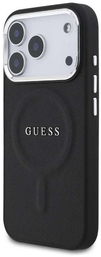 Guess PU Saffiano MagSafe dėklas skirtas Apple iPhone 17 Pro juodos spalvos