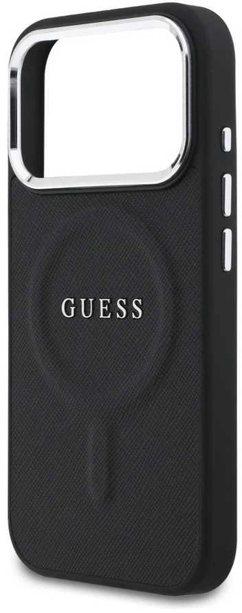 Guess PU Saffiano MagSafe dėklas skirtas Apple iPhone 17 Pro juodos spalvos