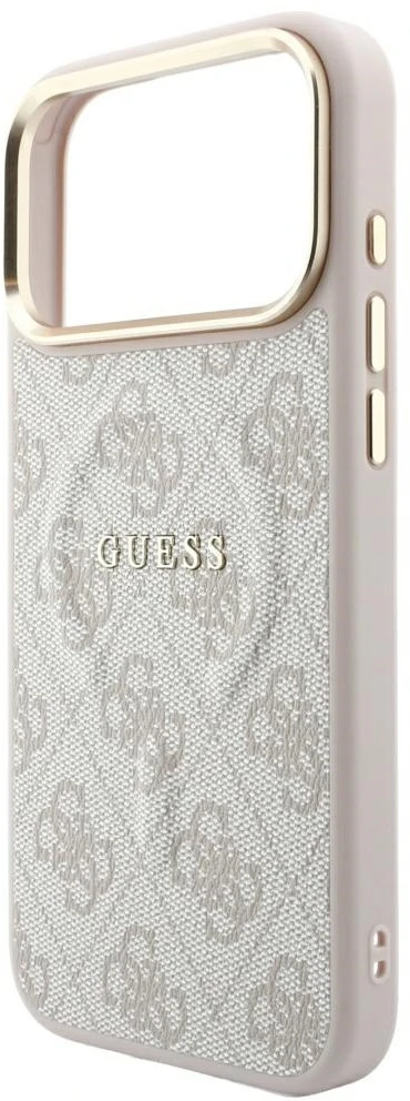 Guess Embossed 4G Classic MagSafe dėklas, skirtas iPhone 18 Pro Max / iPhone 17 Pro Max, rožinės spalvos