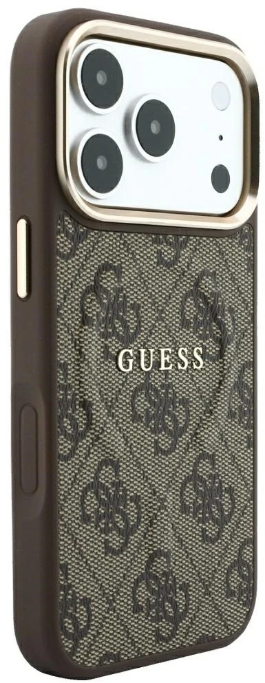 Guess Embossed 4G Classic MagSafe dėklas skirtas iPhone 18 Pro Max / iPhone 17 Pro Max ruda