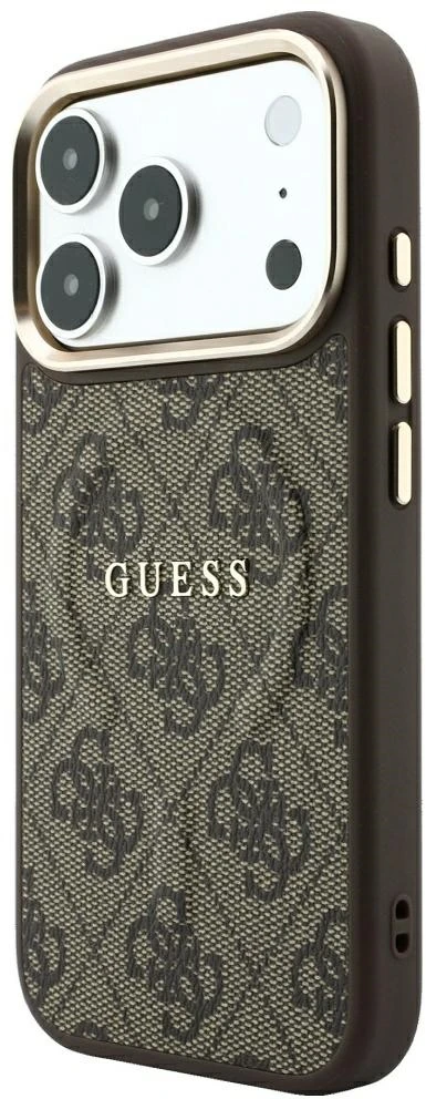 Guess Embossed 4G Classic MagSafe dėklas skirtas iPhone 18 Pro Max / iPhone 17 Pro Max ruda