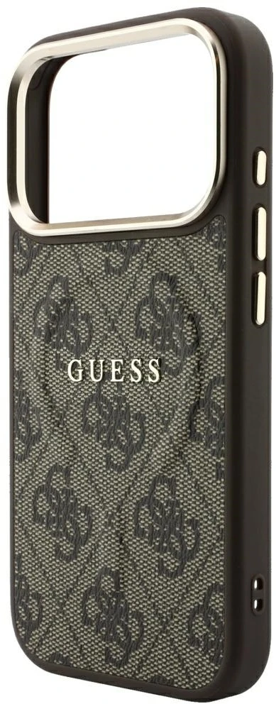 Guess Embossed 4G Classic MagSafe dėklas, skirtas iPhone 18 Pro / iPhone 17 Pro, ruda