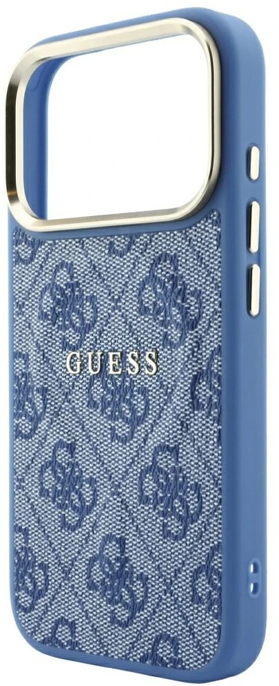 Guess Embossed 4G Classic MagSafe dėklas skirtas iPhone 18 Pro Max / iPhone 17 Pro Max mėlynas
