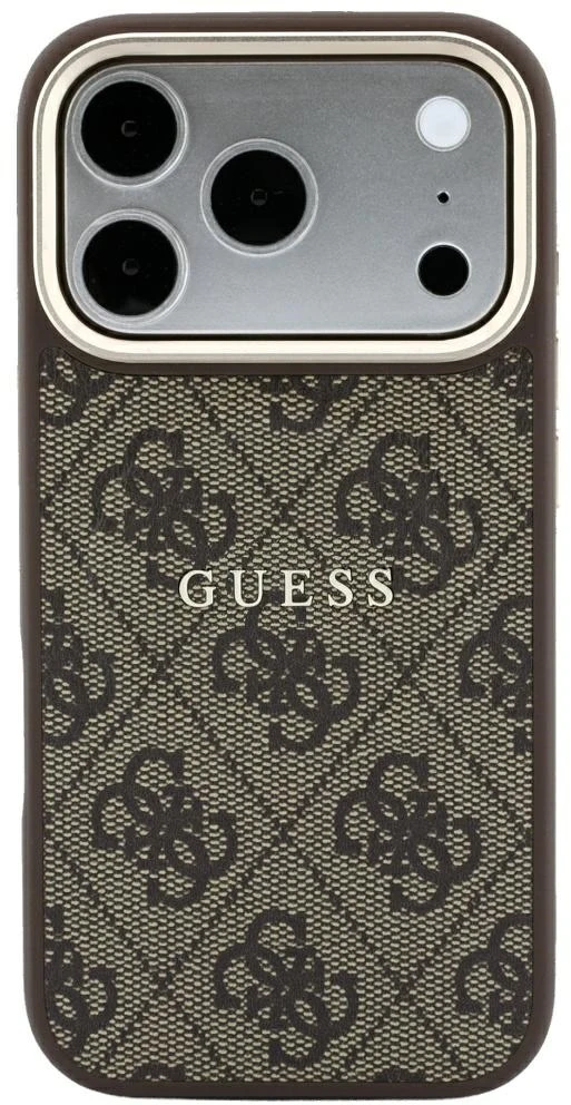 Guess Embossed 4G Classic MagSafe dėklas skirtas iPhone 18 Pro Max / iPhone 17 Pro Max ruda