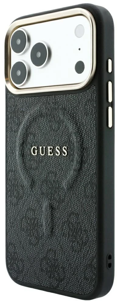 Guess Embossed 4G Classic MagSafe dėklas skirtas iPhone 18 Pro Max / iPhone 17 Pro Max juodas
