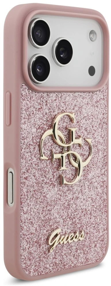 Dėklas Guess Fixed Glitter Big 4G Case for iPhone 17 Pro / 18 Pro - Rožinė