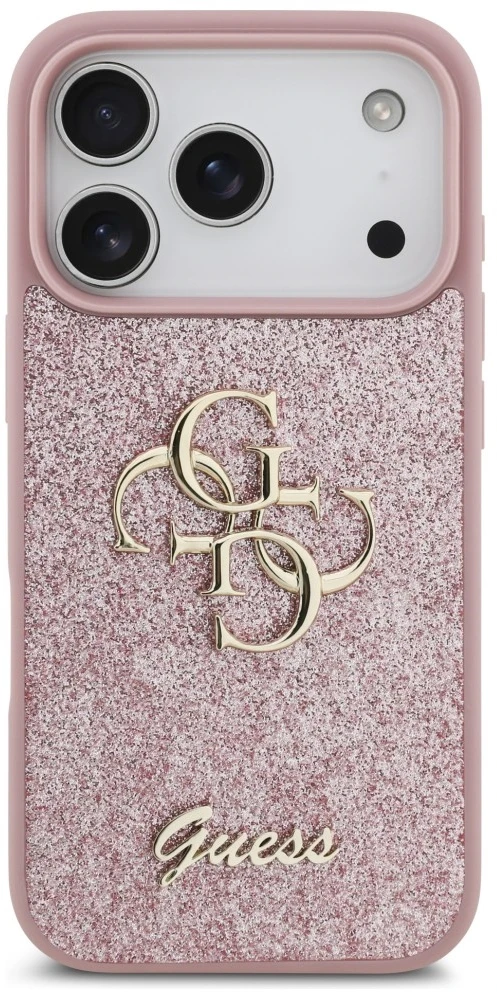 Dėklas Guess Fixed Glitter Big 4G Case for iPhone 17 Pro / 18 Pro - Rožinė