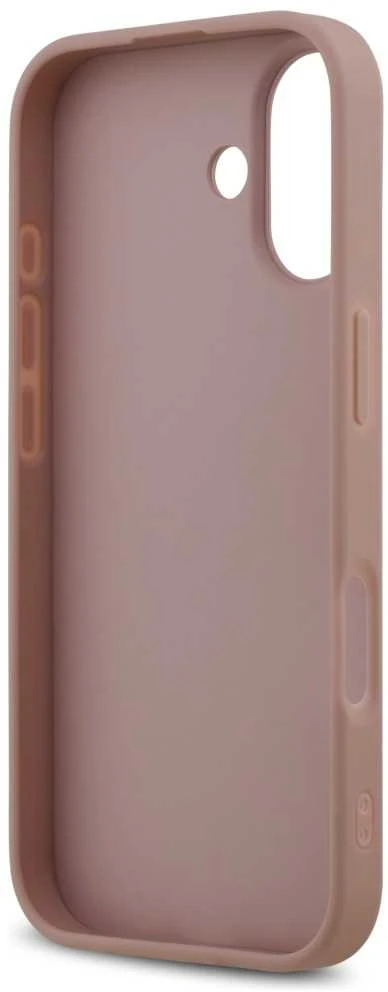 Guess PU Fixed Glitter 4G Metal Logo dėklas skirtas Apple iPhone 17 rožinės spalvos