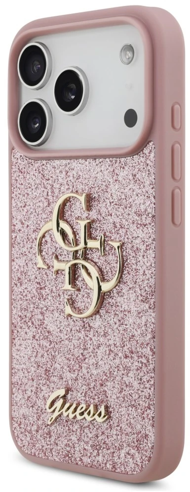 Dėklas Guess Fixed Glitter Big 4G Case for iPhone 17 Pro / 18 Pro - Rožinė