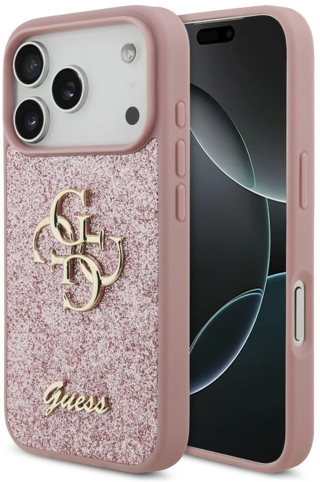 Dėklas Guess Fixed Glitter Big 4G Case for iPhone 17 Pro / 18 Pro - Rožinė