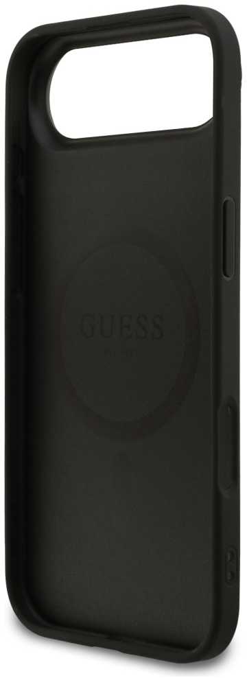 „Guess“ grūdėto žiedo formos „MagSafe“ dėklas, skirtas „iPhone 17 Air“ – juodas