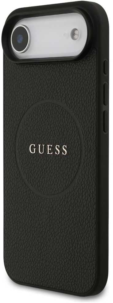 „Guess“ grūdėto žiedo formos „MagSafe“ dėklas, skirtas „iPhone 17 Air“ – juodas