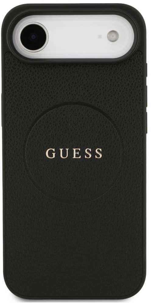 „Guess“ grūdėto žiedo formos „MagSafe“ dėklas, skirtas „iPhone 17 Air“ – juodas