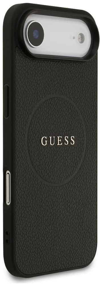 „Guess“ grūdėto žiedo formos „MagSafe“ dėklas, skirtas „iPhone 17 Air“ – juodas