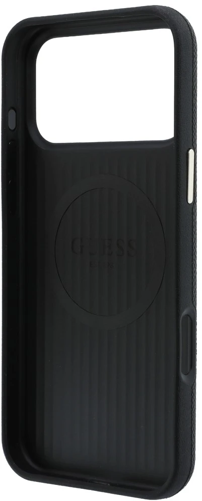 Dėklas Guess Grained Round Strass Logo MagSafe Case for iPhone 18 Pro / 17 Pro - Juodas