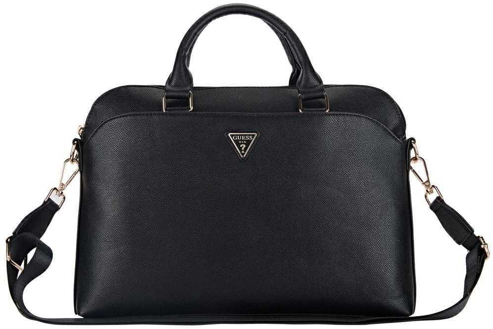 Guess PU Grained Triangle Logo nešiojamojo kompiuterio krepšys 15/16" juodos spalvos