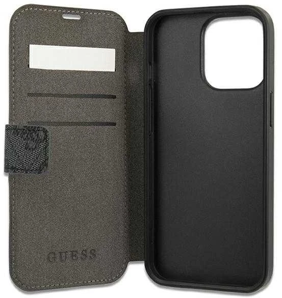 Dėklas Guess GUBKP13L4GDGR iPhone 13 Pro / 13 6.1" pilkas/pilkas book 4G Stripe