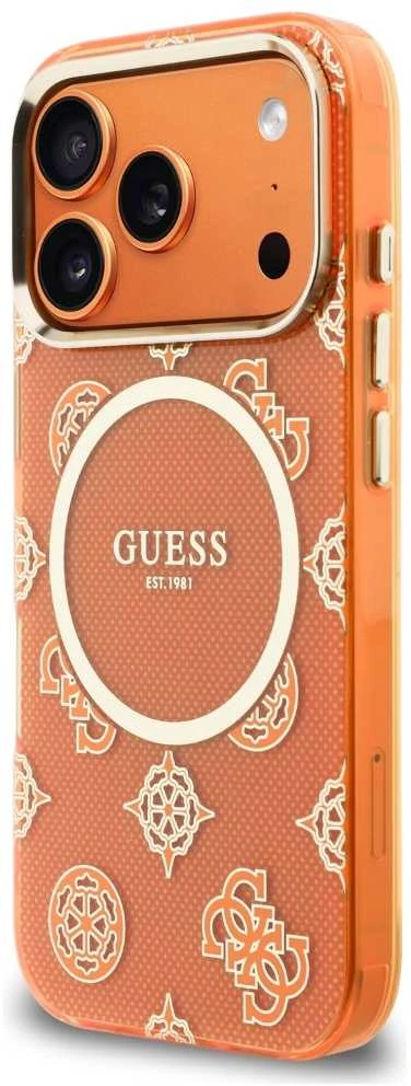 „Guess IML Peony Dot MagSafe“ dėklas, skirtas iPhone 17 Pro – oranžinis