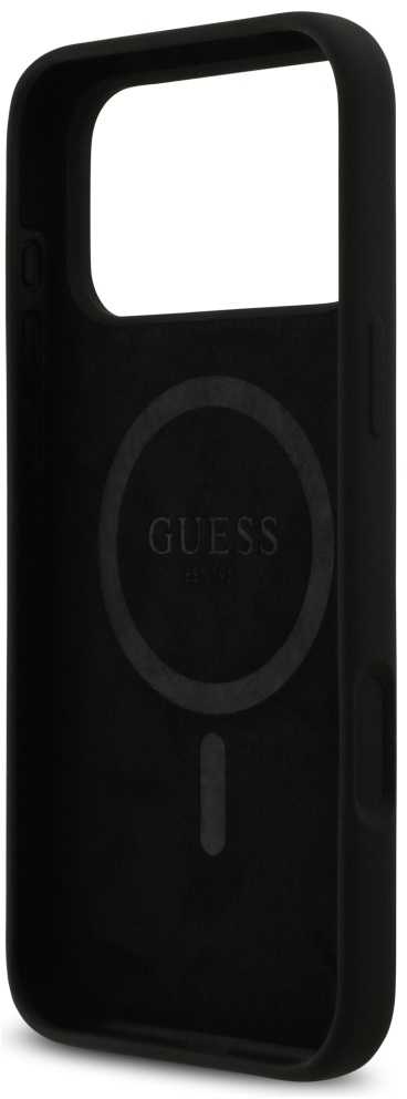 Guess Metal Outline MagSafe dėklas skirtas Apple iPhone 17 Pro Max sidabro spalvos