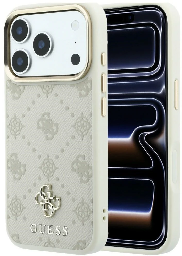 Guess Peony 4G Small Logo MagSafe dėklas, skirtas iPhone 17 Pro Max / 18 Pro Max - rusvai gelsvas