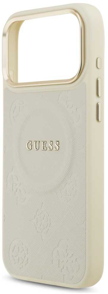 Dėklas Guess Peony Hot Stamp MagSafe skirtas Apple iPhone 17 Pro Max beige
