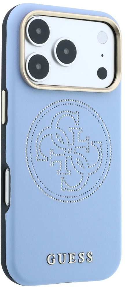 Dėklas Guess Perforated 4G Gold Logo Magsafe Case for iPhone 18 Pro / 17 Pro - Light Mėlyna