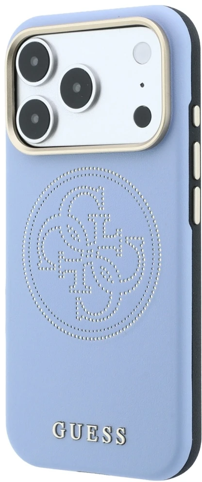 Dėklas Guess Perforated 4G Gold Logo Magsafe Case for iPhone 18 Pro Max / 17 Pro Max - Light Mėlyna