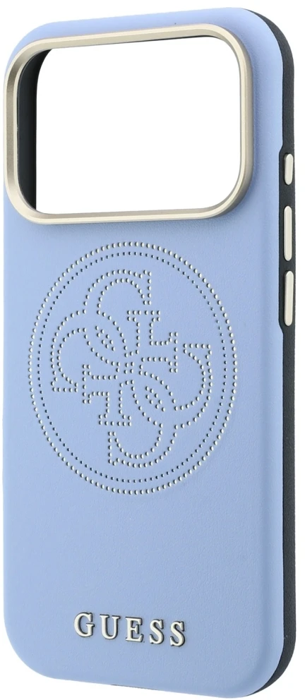 Dėklas Guess Perforated 4G Gold Logo Magsafe Case for iPhone 18 Pro Max / 17 Pro Max - Light Mėlyna