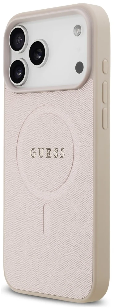 Dėklas Guess Saffiano Classic Logo MagSafe Case for iPhone 18 Pro Max / iPhone 17 Pro Max - Rožinė