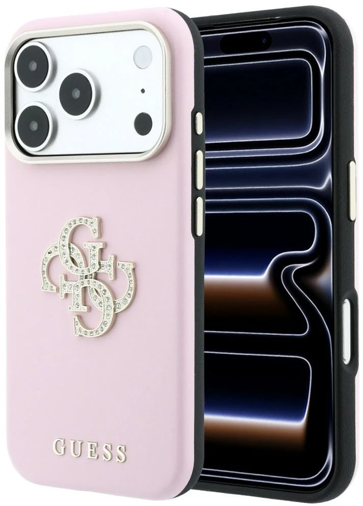 Dėklas Guess Smooth & Big Strass Logo Case for iPhone 18 Pro / 17 Pro - Rožinė