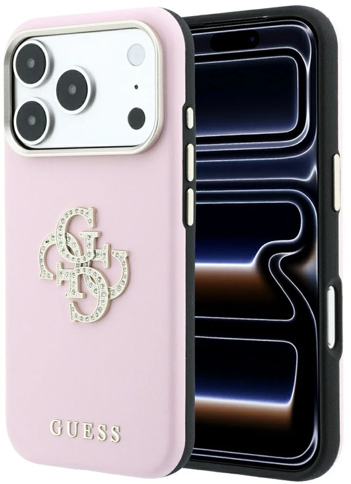 Dėklas Guess Smooth & Big Strass Logo Case for iPhone 18 Pro Max / 17 Pro Max - Rožinė