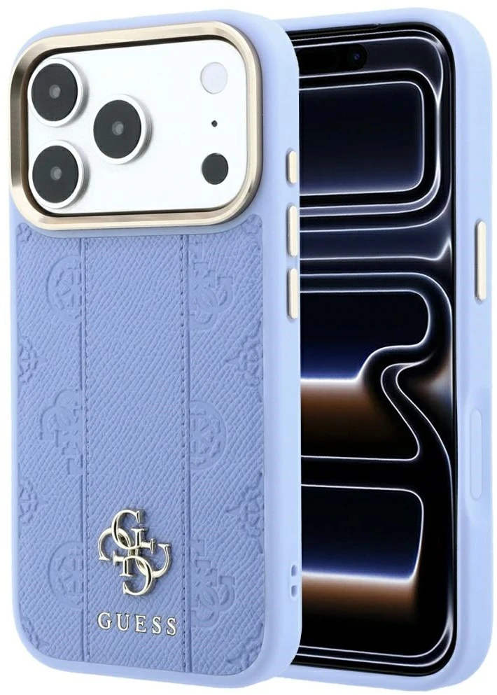 Dėklas Guess Stripe Peony 4G Logo MagSafe Case for iPhone 18 Pro / 17 Pro - Light Mėlyna